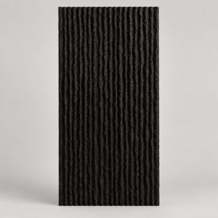 Panou decorativ 3D wave negru prezentat integral pe fundal deschis
